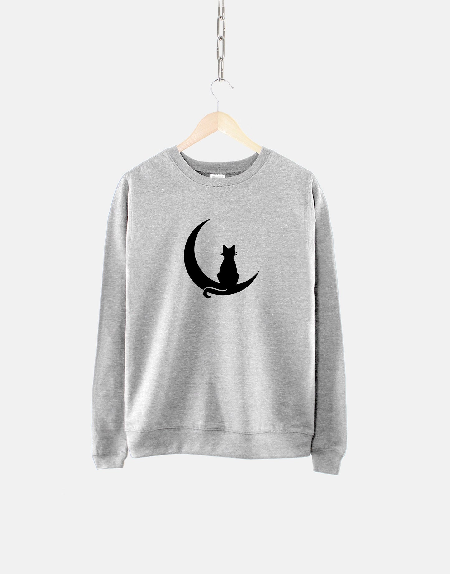 Cat On The Moon Sweatshirt - Cat Sitting In The Moon Sweater - Cat Sweatshirt - Womens Cat Sweatshirt