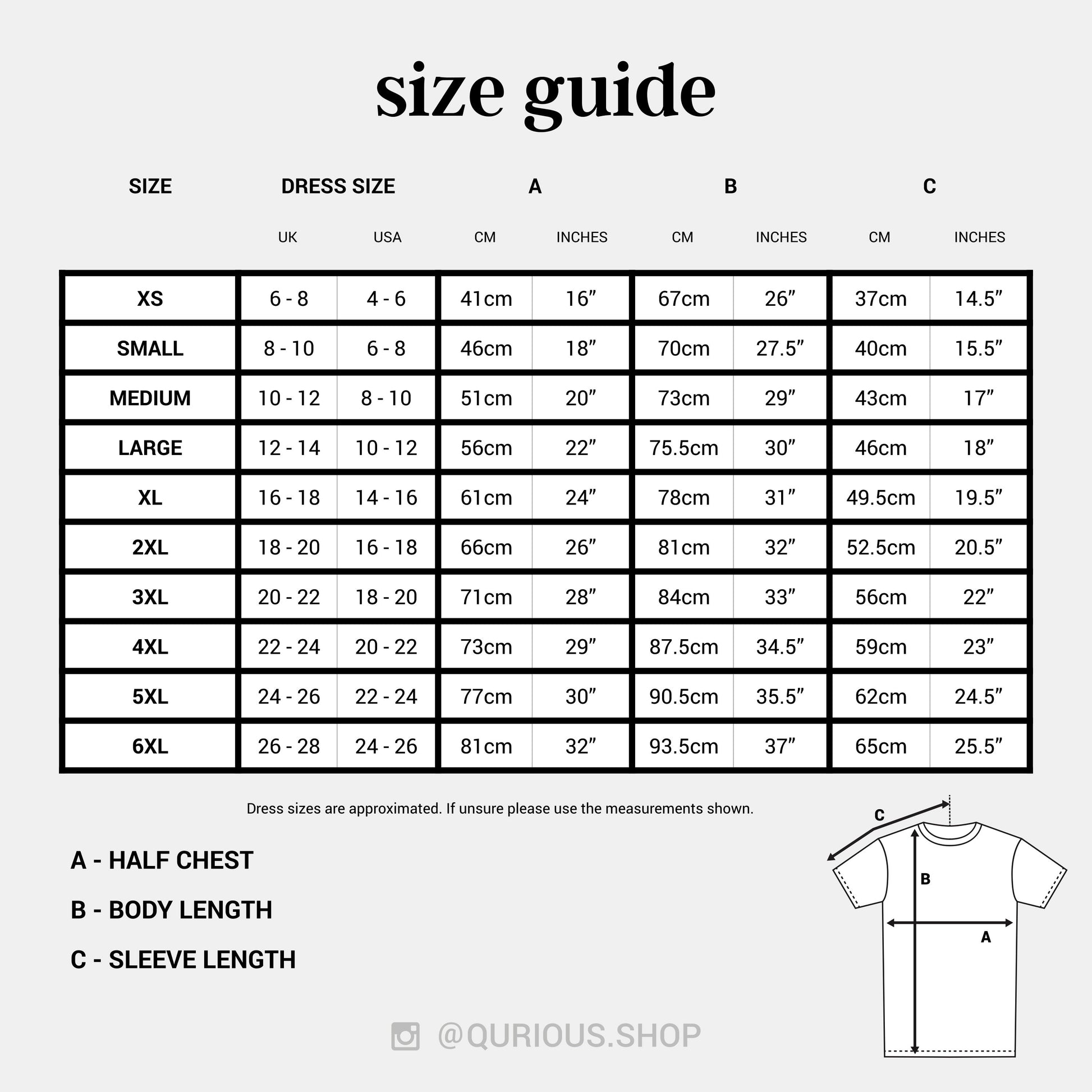 High Five Sizing Chart