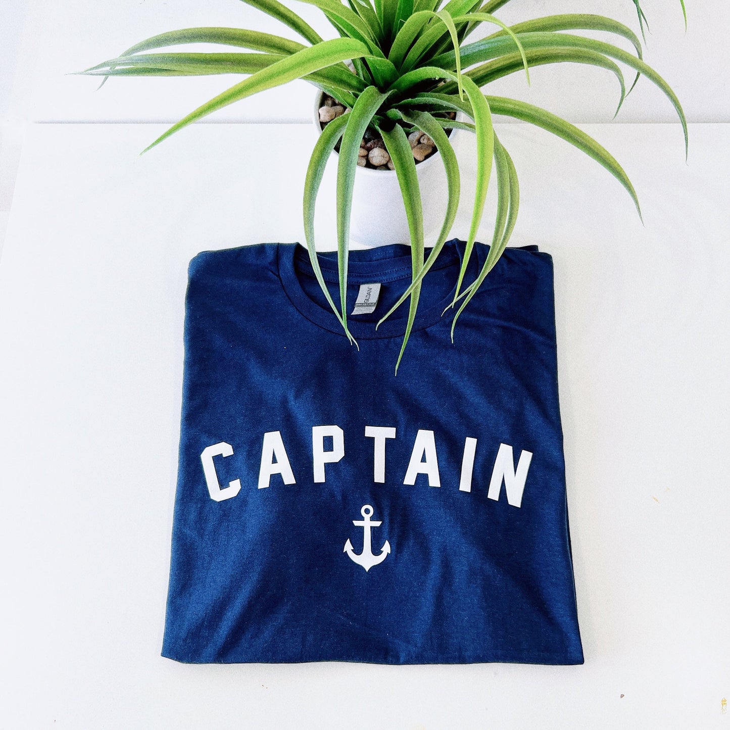 Captain T-Shirt - Nautical Shirt - Navy Blue Captain Shirt - Anchor Sailing Boat TShirt