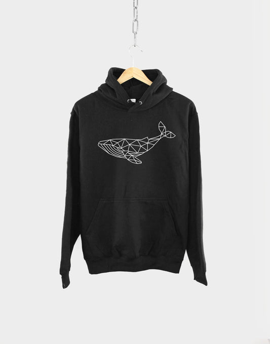 Whale Hoodie - Geometric Whale Hoodie - Nautical Hoodie - Blue Whale Gift - Humpback Whale Gifts - Whale Spotting Hoodie