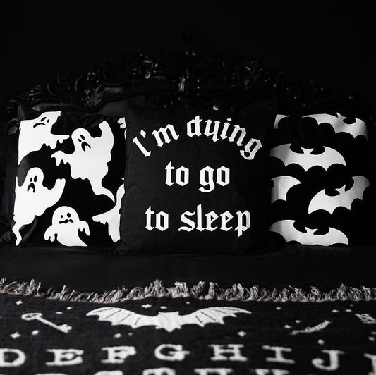 I'm Dying To Go To Sleep Throw Pillow - Black Gothic Home Decor