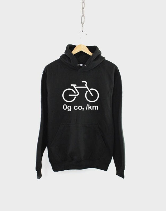 Environmental Activist Bicycling Hoodie - Gift For Cyclist - Environmentally Friendly Cycling Hoodie - Bicycle Carbon Emissions Hoody