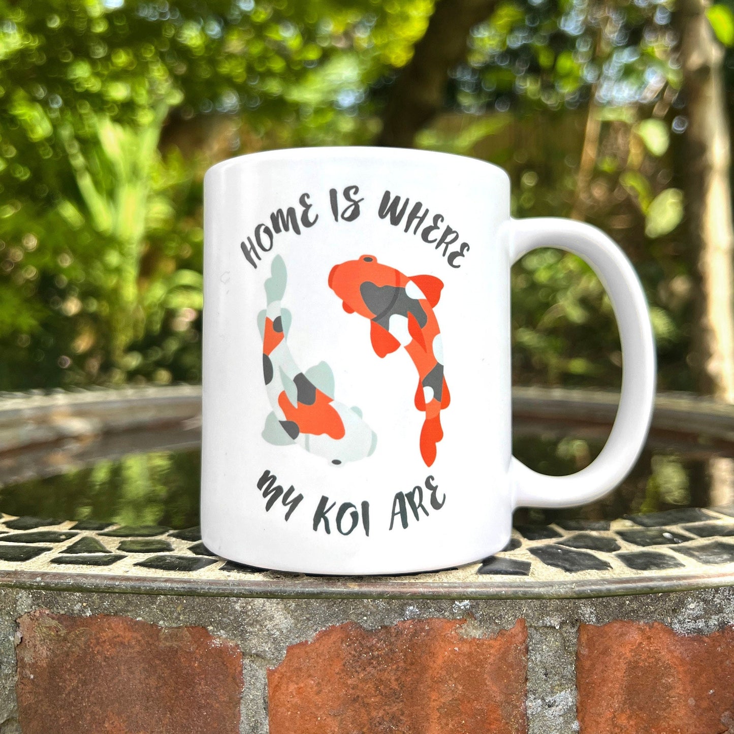 Koi Carp Coffee Mug - Japanese Koi Carp Gift - Home Is Where The Koi Are - Koi Fish Pond Gift - Fathers Day Gift - Koi Carp Print Mug