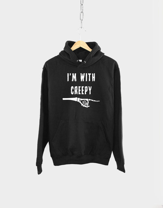 I'm With Creepy Skeleton Hand Hoodie - Black Goth Hoody Sweatshirt