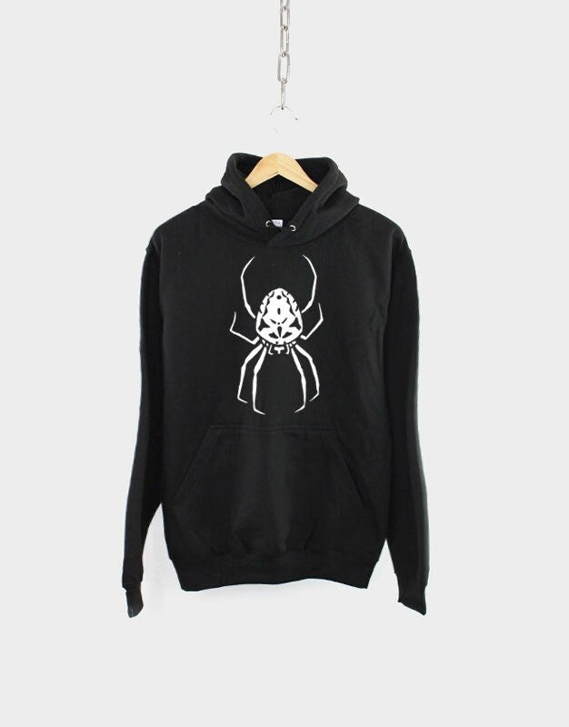 Spider Print Halloween Hoodie - Gothic Spiders Sweatshirt