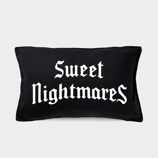 Sweet Nightmares Goth Cushion - Goth Bedding - Goth Bedroom Decor - Black Goth Pillow - Gothic Sweet Dreams Cushion