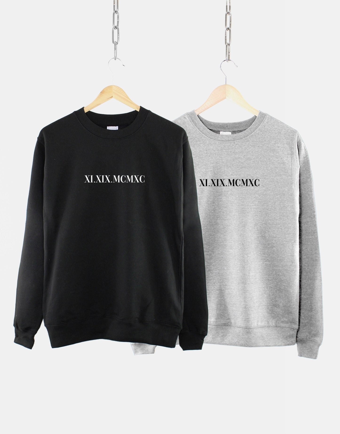 Matching Couples Personalised Sweatshirts Roman Numeral Anniversary Sweatshirts - Couple Honeymoon Sweatshirts - Custom Anniversary Gifts