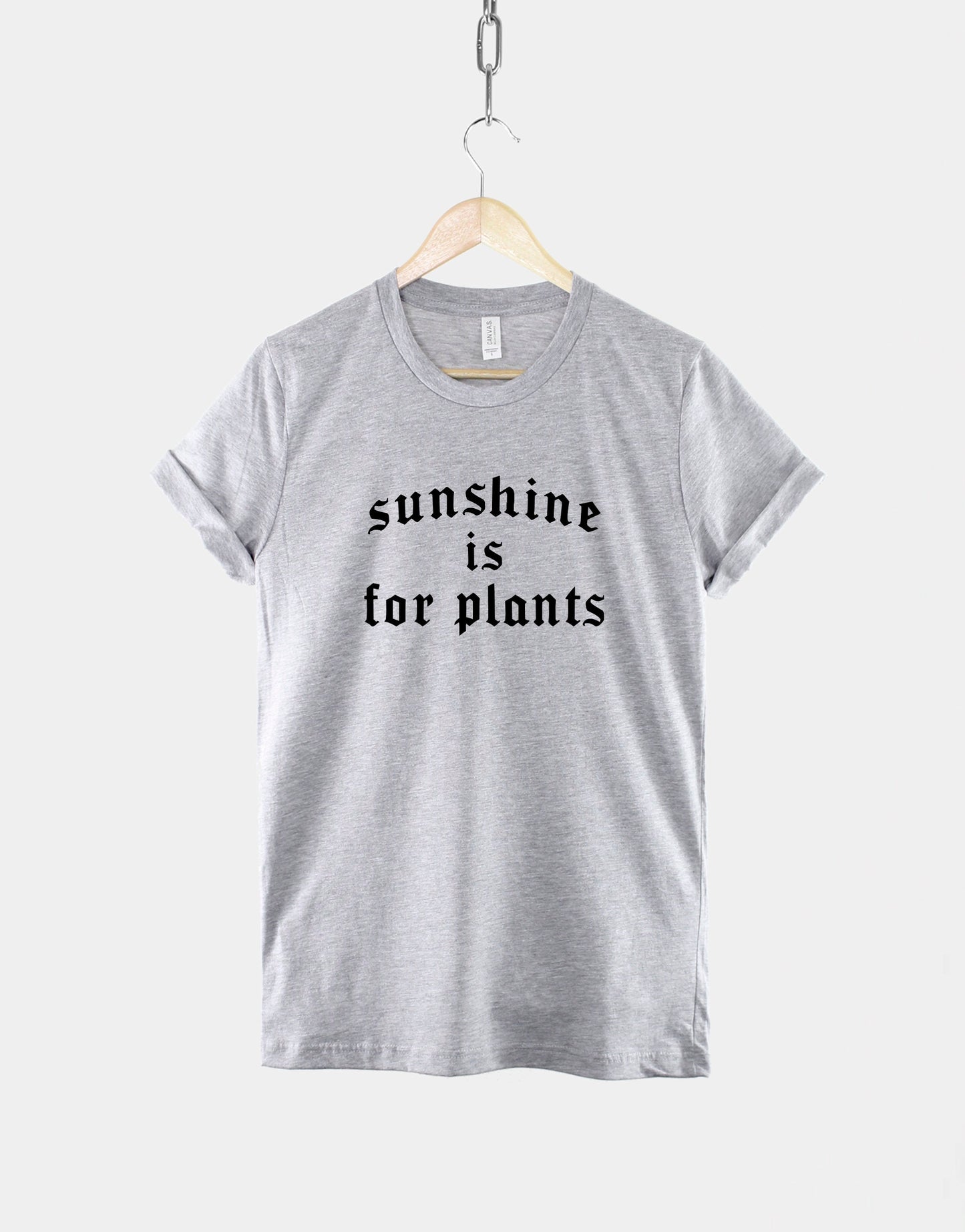 Goth Summer T-Shirt - Black Goth Crew Neck Shirt - Sunshine Is For Plants Shirt - Goth Summer Fashion Black Gothic T-Shirt