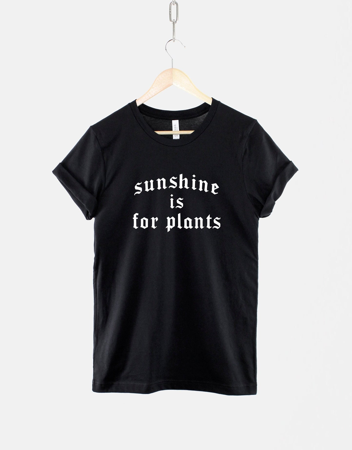 Goth Summer T-Shirt - Black Goth Crew Neck Shirt - Sunshine Is For Plants Shirt - Goth Summer Fashion Black Gothic T-Shirt