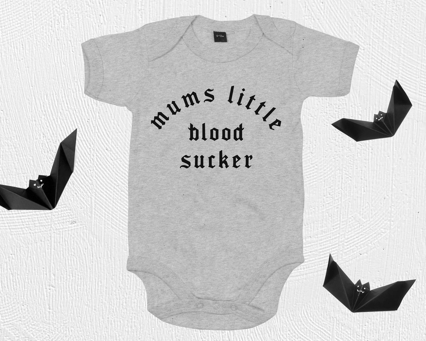 Gothic Baby Grow - Goth Baby Gift - Black Goth Baby Grow - Gift For Pregnant Goth Mom To Be - Rock n Roll Moms Little Blood Sucker Romper