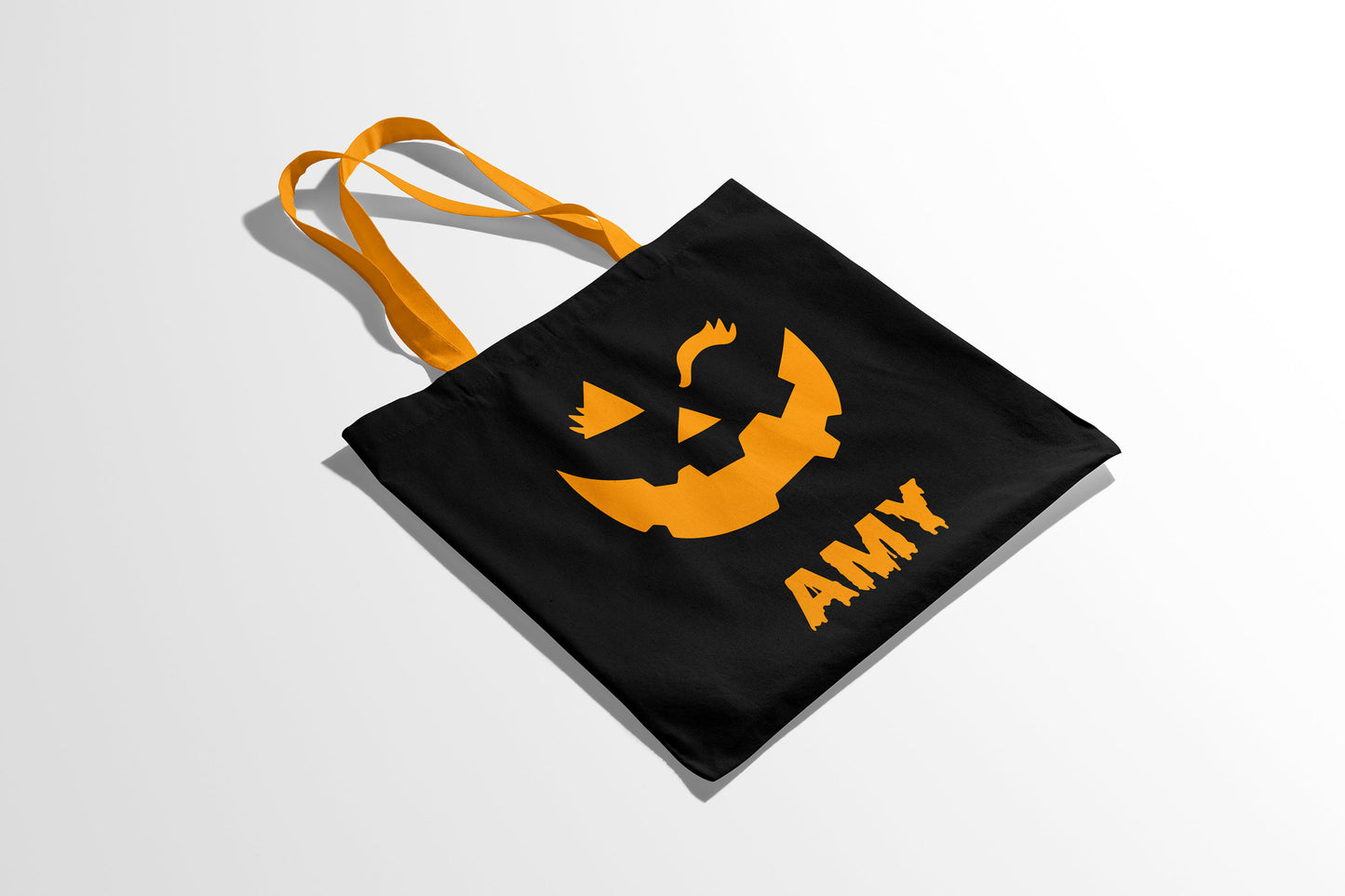 Personalised Trick Or Treat Candy Bag - Halloween Decor - Custom Name Halloween Pumpkin Tote Bag