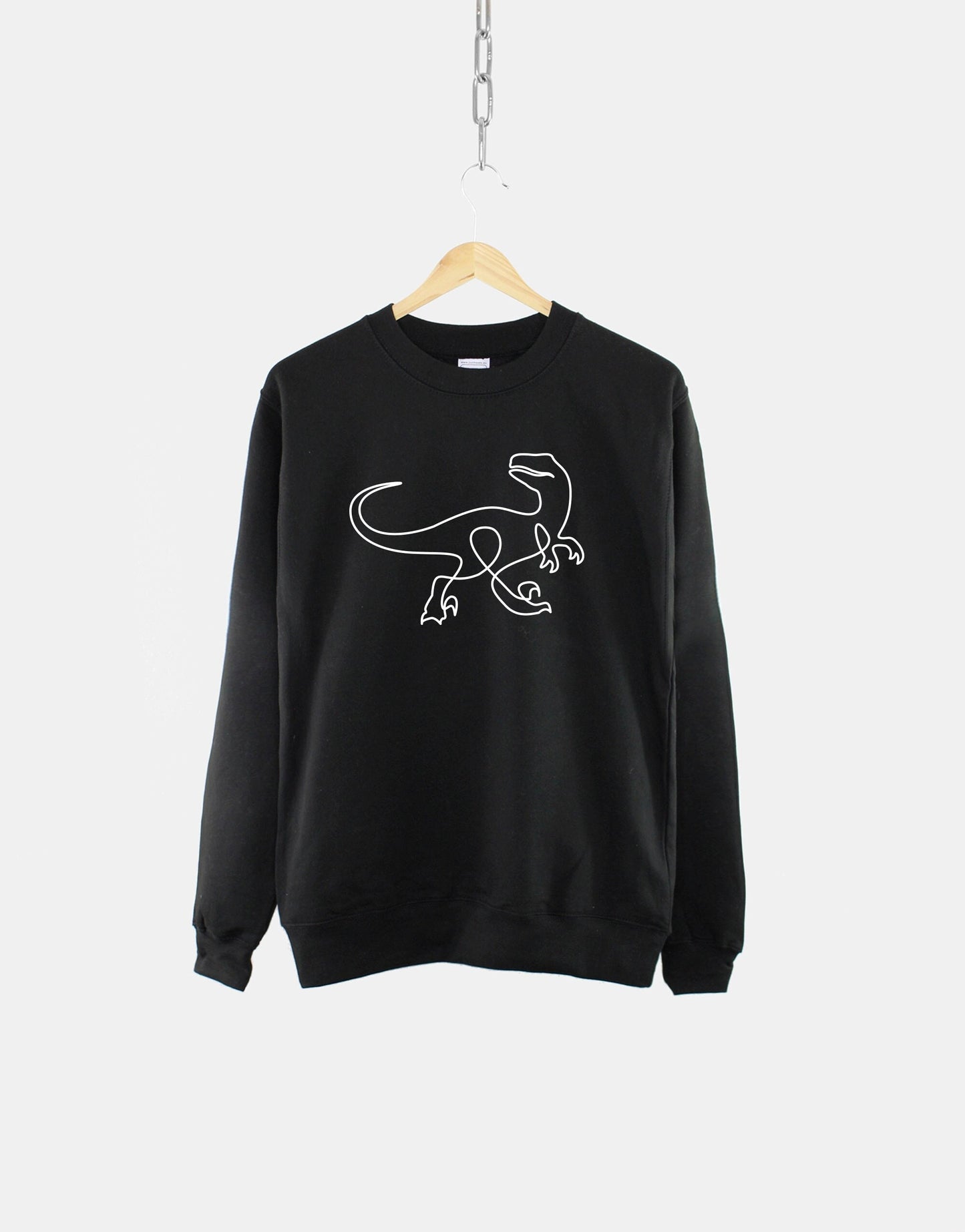 Dinosaur Sweatshirt - Minimalistic Mens Sweatshirt - Raptor Print Sweatshirt - Velociraptor Sweatshirt