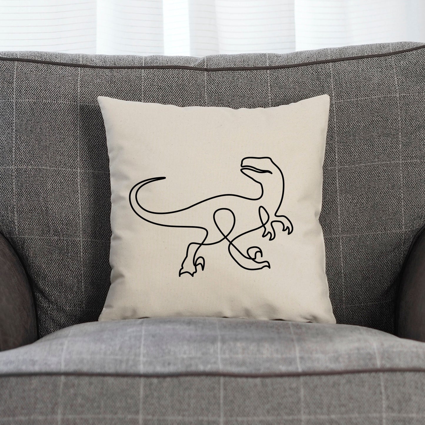 Dinosaur Print Pillow - Raptor Dinosaur Pillow - Dinosaur Bedroom - Minimal Dinosaur Cushion - Velociraptor Cushion