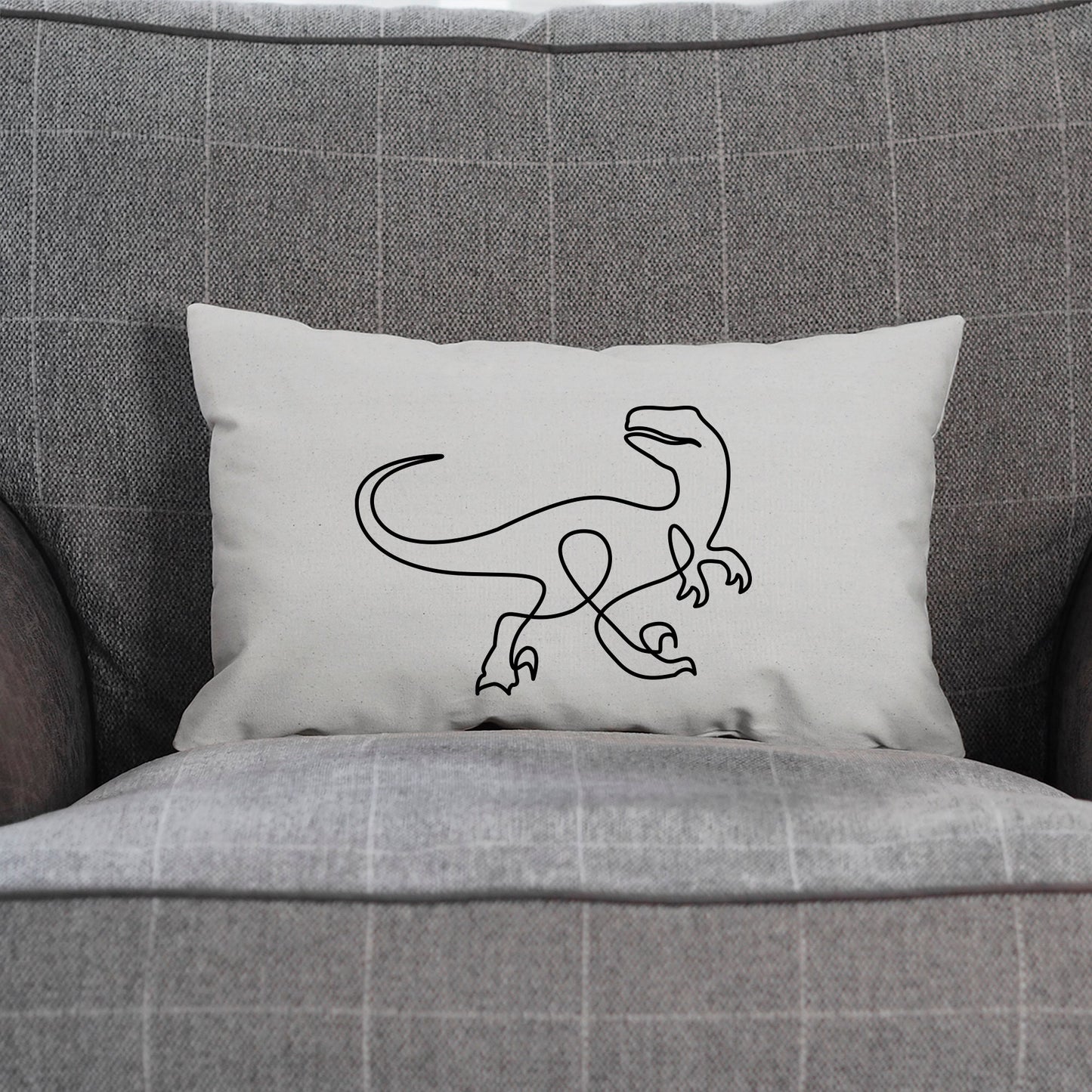 Dinosaur Print Pillow - Raptor Dinosaur Pillow - Dinosaur Bedroom - Minimal Dinosaur Cushion - Velociraptor Cushion