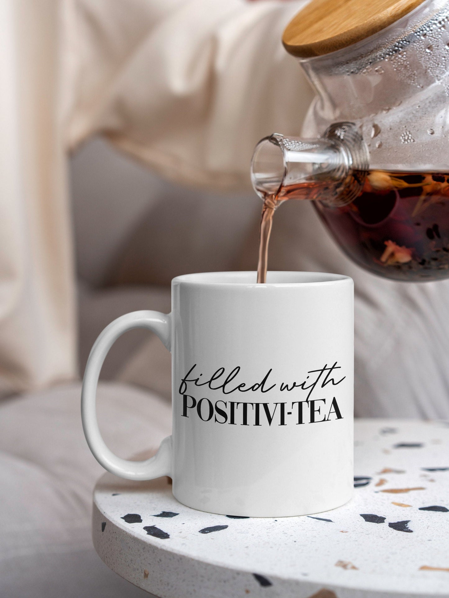 Filled With Positivity Mug - Gifts For Her - Gift For Friend - Positive Slogan Mug - Motivational Mugs - Ceramic Mug - Positivitea Mug