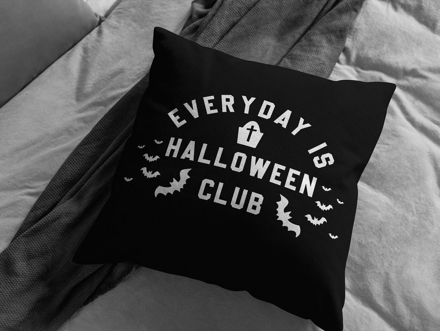 Halloween Cushion - Halloween Throw Pillow - Black Goth Sofa Cushion - Goth Decor - Bats Pillow - Gothic Bed Pillows - Goth Home Decor