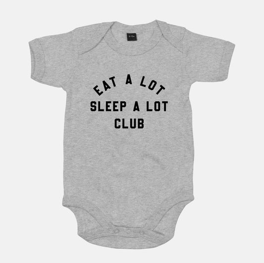 Funny Baby Grow - Baby Shower Gift For New Baby - Gift For New Mum - Baby Announcement - Eat A Lot Sleep A Lot Club Baby Grow