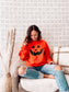 Orange Pumpkin Sweatshirt - Halloween Pumpkin Face Sweater - Winking Pumpkin Shirt - Womens Orange Halloween Sweatshirt