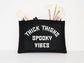 Goth Makeup Bag - Thick Thighs Spooky Vibes Makeup Bag - Gothic Clutch Bag - Grab Bag - Black Goth Makeup Brush Bag - Goth Zip Up Makeup Bag