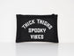 Goth Makeup Bag - Thick Thighs Spooky Vibes Makeup Bag - Gothic Clutch Bag - Grab Bag - Black Goth Makeup Brush Bag - Goth Zip Up Makeup Bag