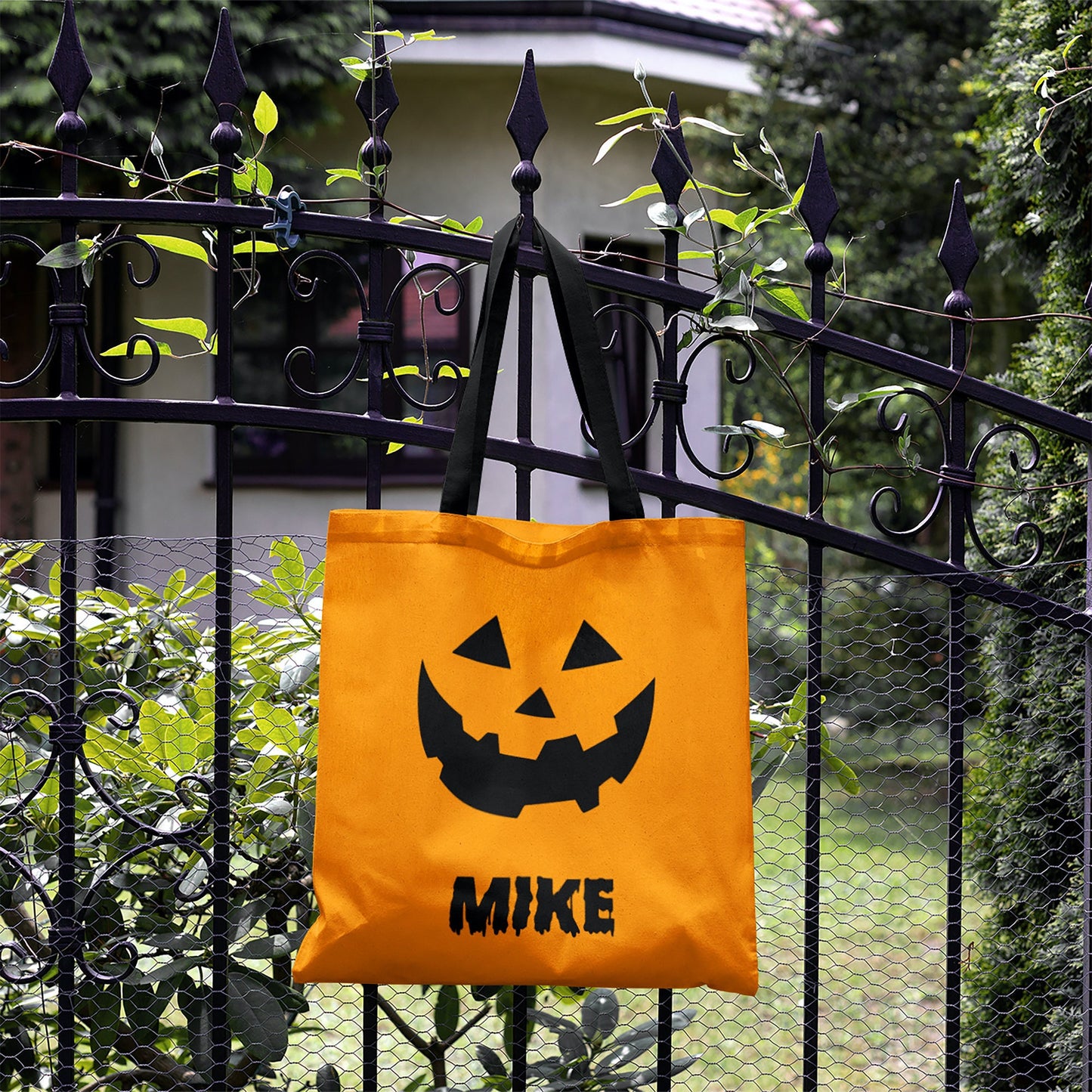 Personalised Trick Or Treat Candy Bag - Halloween Decor - Custom Name Halloween Pumpkin Tote Bag