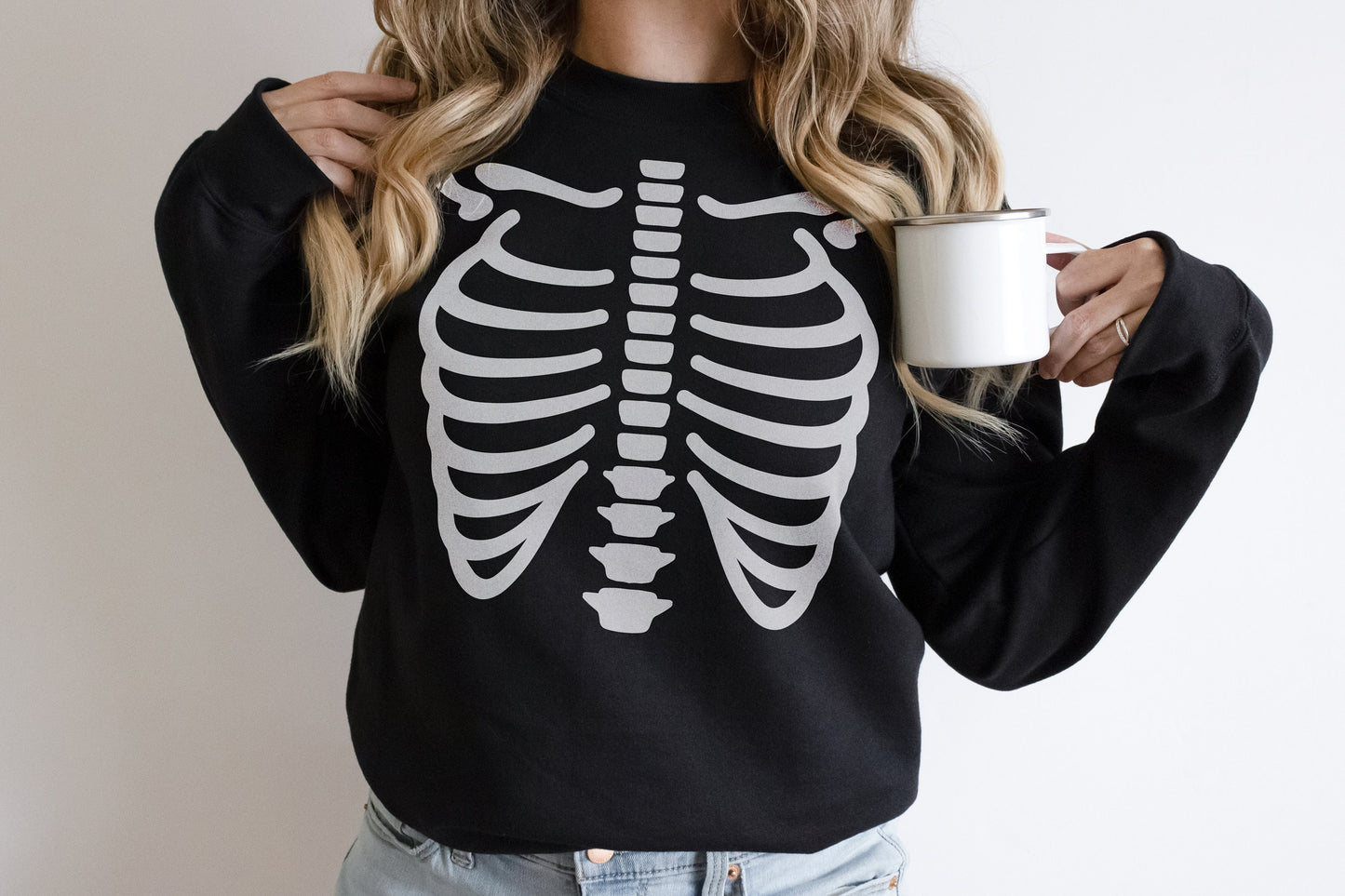 Skeleton Sweatshirt - Halloween Skeleton Sweater - Adult Long Sleeve Skeleton Shirt