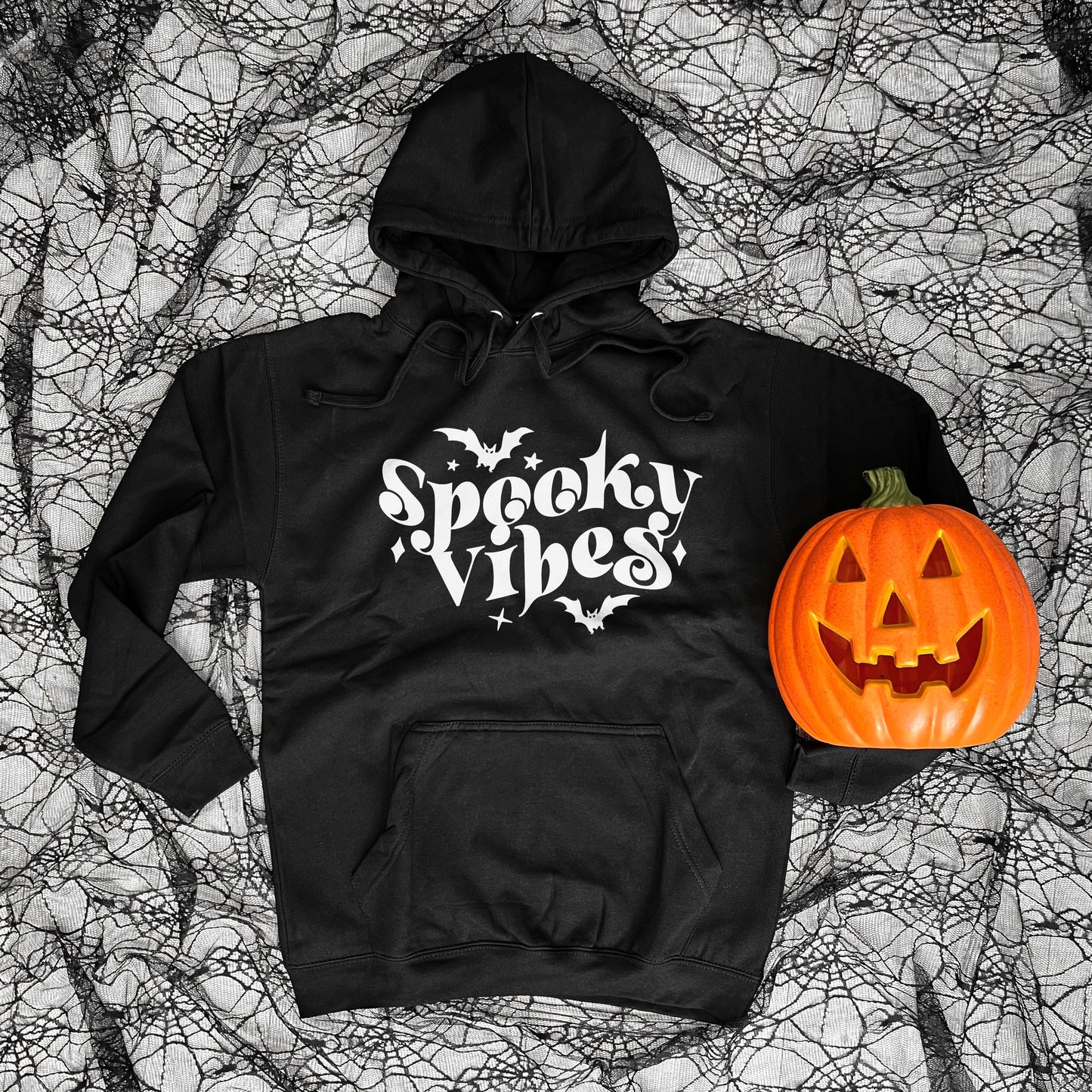 Halloween Retro Hoodie - Spooky Vibes Hoodie - Retro Font Halloween Hoodie - Retro Fall Hoodie For Halloween - Womens Retro Halloween Hoodie