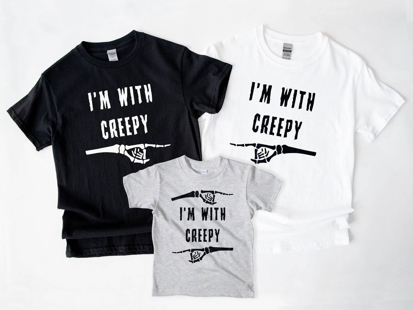 Couples Halloween Shirts - His And Hers Matching Halloween T-Shirt For Couples - Halloween T-Shirts - I'm With Creepy T-Shirt Set