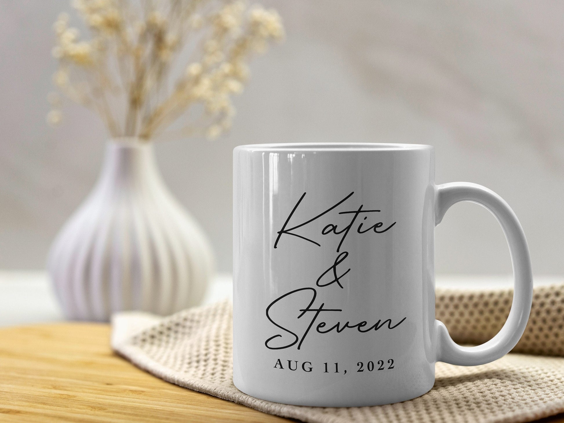 Personalized Love Mug - Custom Wedding Ring & Date Coffee Mug For Couples
