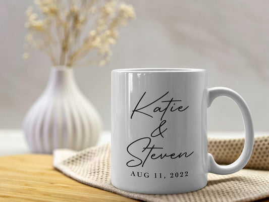 Personalised Wedding Gift - Custom Wedding Mug - Couple Names Mugs - Couples Wedding Date Mugs - Gift For Couples - Engagement Coffee Mug