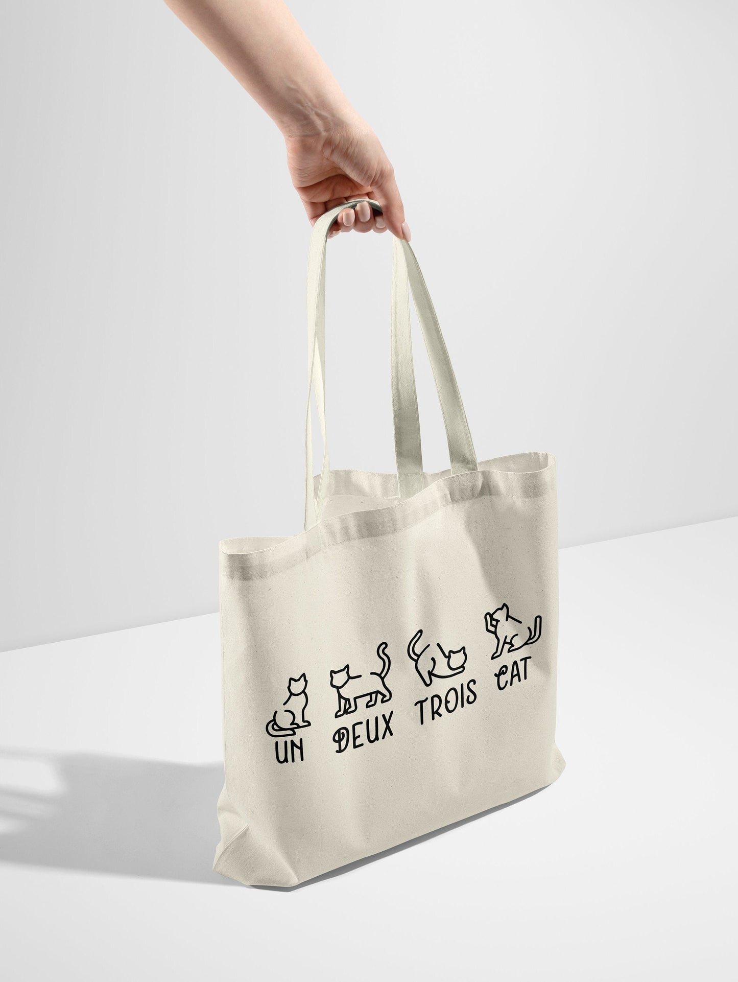 Cat Tote Bag - Un Deux Trois Cat Tote Bag - Cat Canvas Tote Bag - Cat Print Shopping Bag Cat Lover Gift - Cat Bag Cat Illustration Tote Bag