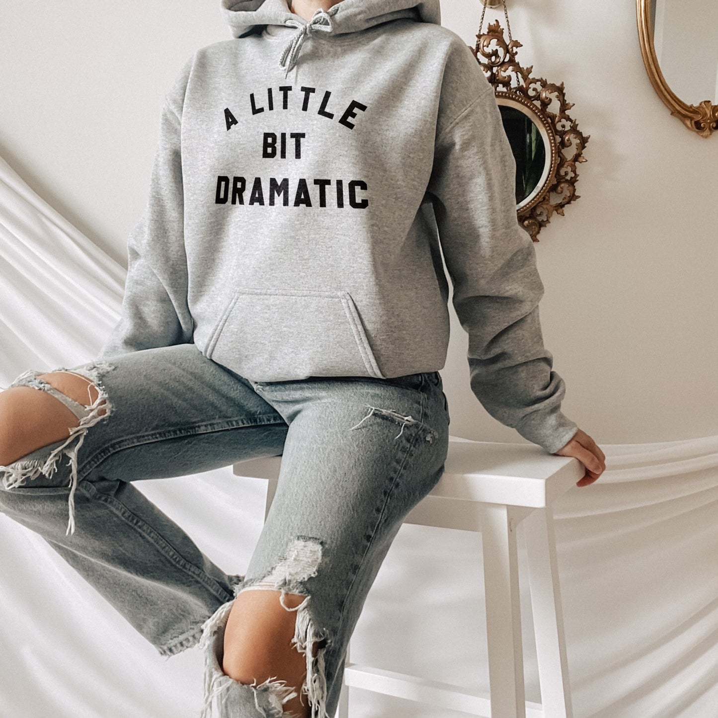 A Little Bit Dramatic Hoodie - Womens Oversized Hoodie - Black Casual Hoodie - College Aesthetic Hoodie - Trendy Hoodie - Dramatic Hoodie