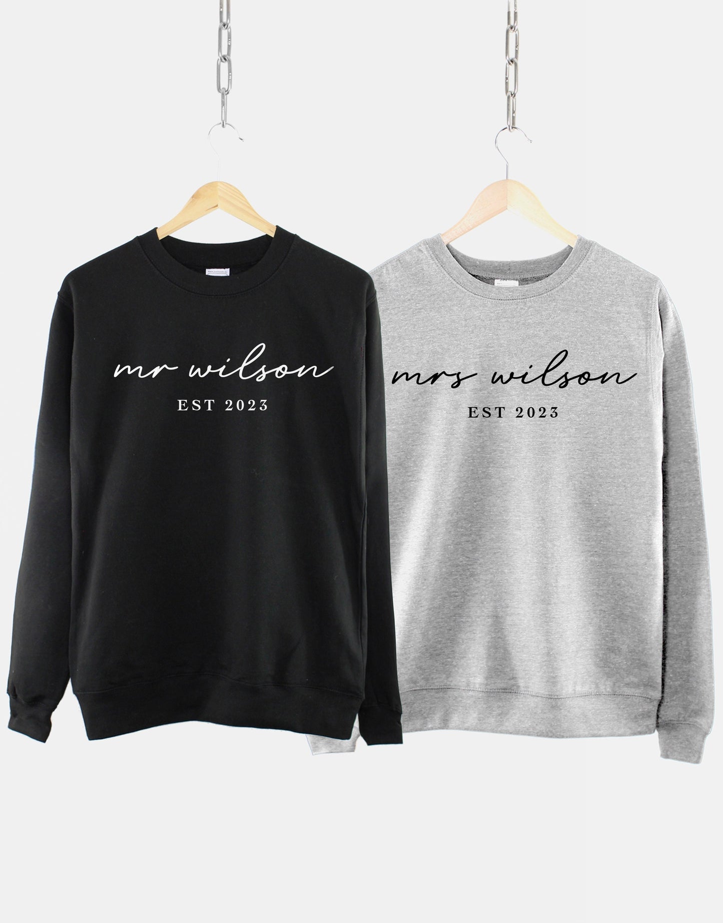 Personalized Mr And Mrs Sweatshirts - Personalised Wedding Gifts - Mr And Mrs Custom Wedding Gift - Matching Husband And Wife Sweatshirts