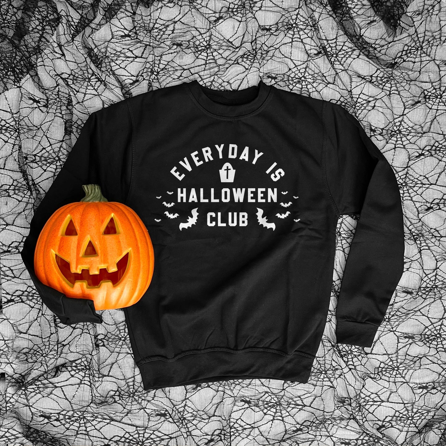 Grey Halloween Sweatshirt - Fashionable Halloween Sweatshirts - Girls Halloween Crew Neck Sweatshirt - Everyday Is Halloween Sweater