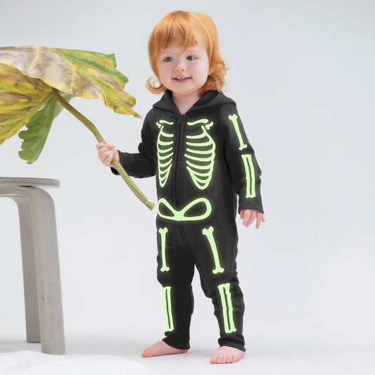 Toddler Skeleton One-Piece - Kids Skeleton All-In-One - Childrens Halloween Skeleton Bodysuit - Halloween Outfit- Toddler Halloween Costume