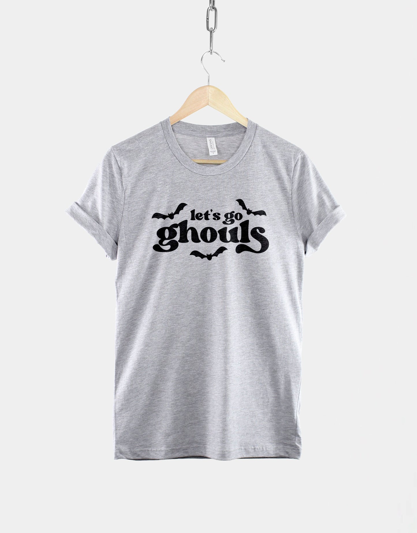 Retro Halloween Shirt - Lets Go Ghouls Shirt - Grey Halloween T-Shirt - Cute Halloween Pun Shirt - Womens Halloween T-Shirt