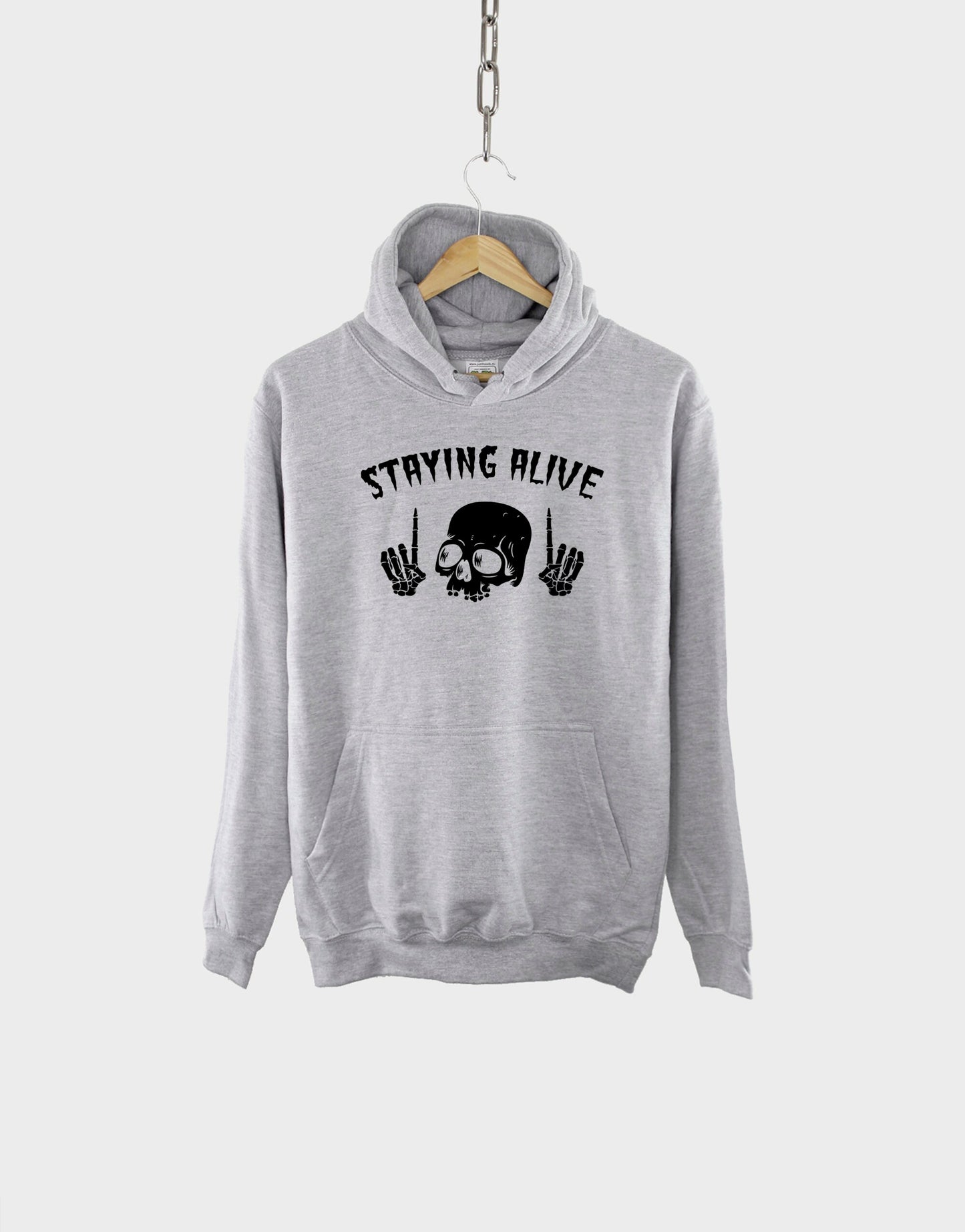 Skull Halloween Hoodie - Staying Alive Skull Hoodie - Staying Alive Skeleton Hoodie - Staying Alive Funny Halloween Hoodie