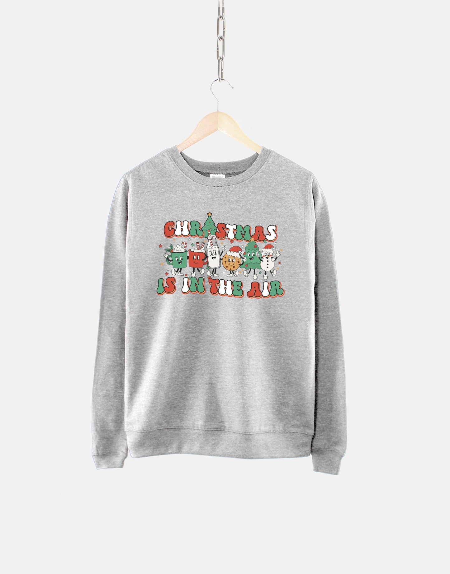 Womens Retro Christmas Sweatshirt - Fun Christmas Sweater - Retro Design Christmas Tree Sweatshirt - Retro Christmas Character Sweater