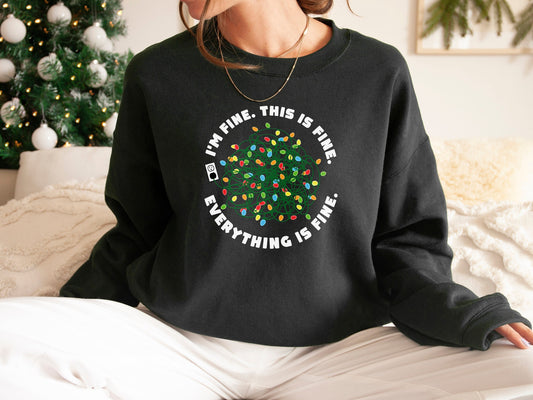 Christmas Lights Sweatshirt - Funny Christmas Sweatshirt - Tangled Christmas Tree Lights Sweater - Womens Christmas Sweatshirt