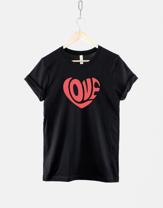 Retro Love Heart T-Shirt - Valentines Day Shirt - Retro Love TShirt - Red Love Heart T-Shirt