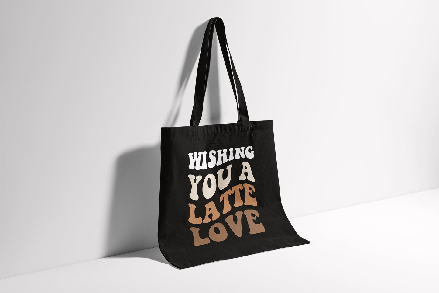 Retro Coffee Shopping Bag - Wishing you a Latte Love Tote Bag - Coffee Caffeine Addict Hipster Bag