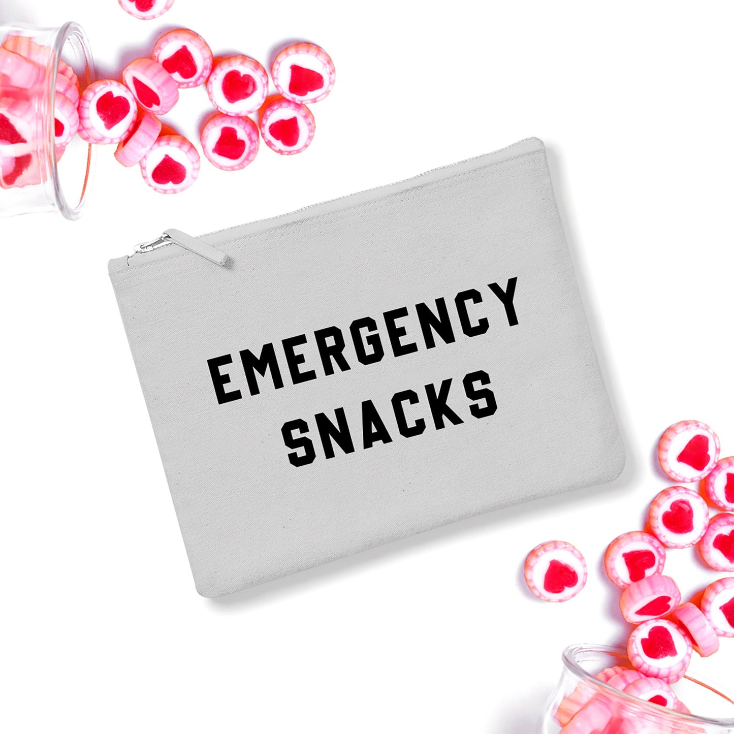 Snacks Zipper Pouch - Emergency Snacks Bag - Emergency Snack Pouch - Emergency Candy Zipper Pouch - Snacks Pouch - Canvas Zip Up Pouch