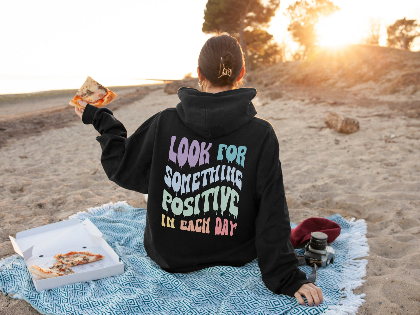 Womens Oversized Hoodie - Retro Font Mental Health Hoodie - Positive Mindset Hoodie