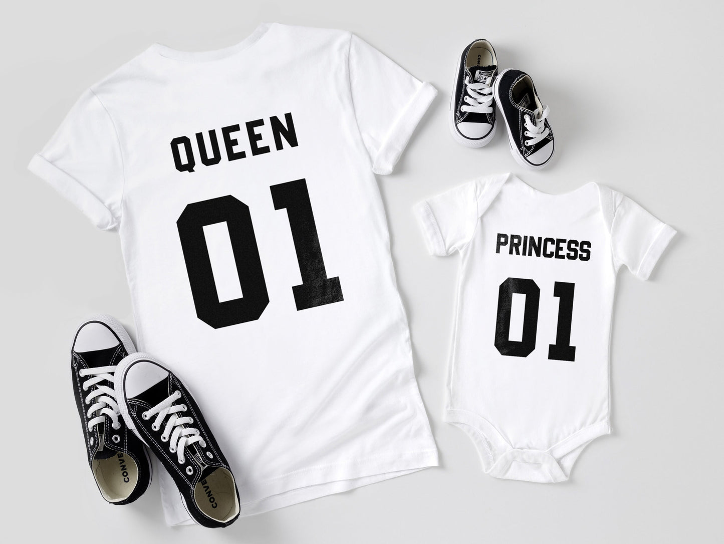 King And Prince T-Shirt Set - Father and Son Matching Shirts And Baby Grow- Daddy And Son TShirts - New Dad Baby Gift