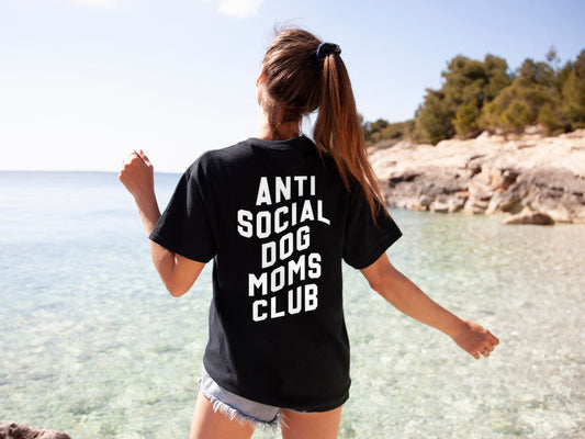 Anti Social Dog Mom Club T-Shirt - Personalised Dog Walking Shirt - Personalisable Dog Mum T-Shirt - Custom Dog Mama TShirt