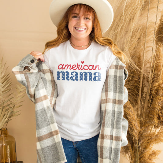 American Mama Shirt - Patriotic Mom Shirt - 4th July T-Shirt - American Mom Shirt - American Girl Shirt - Fourth of July T-Shirt