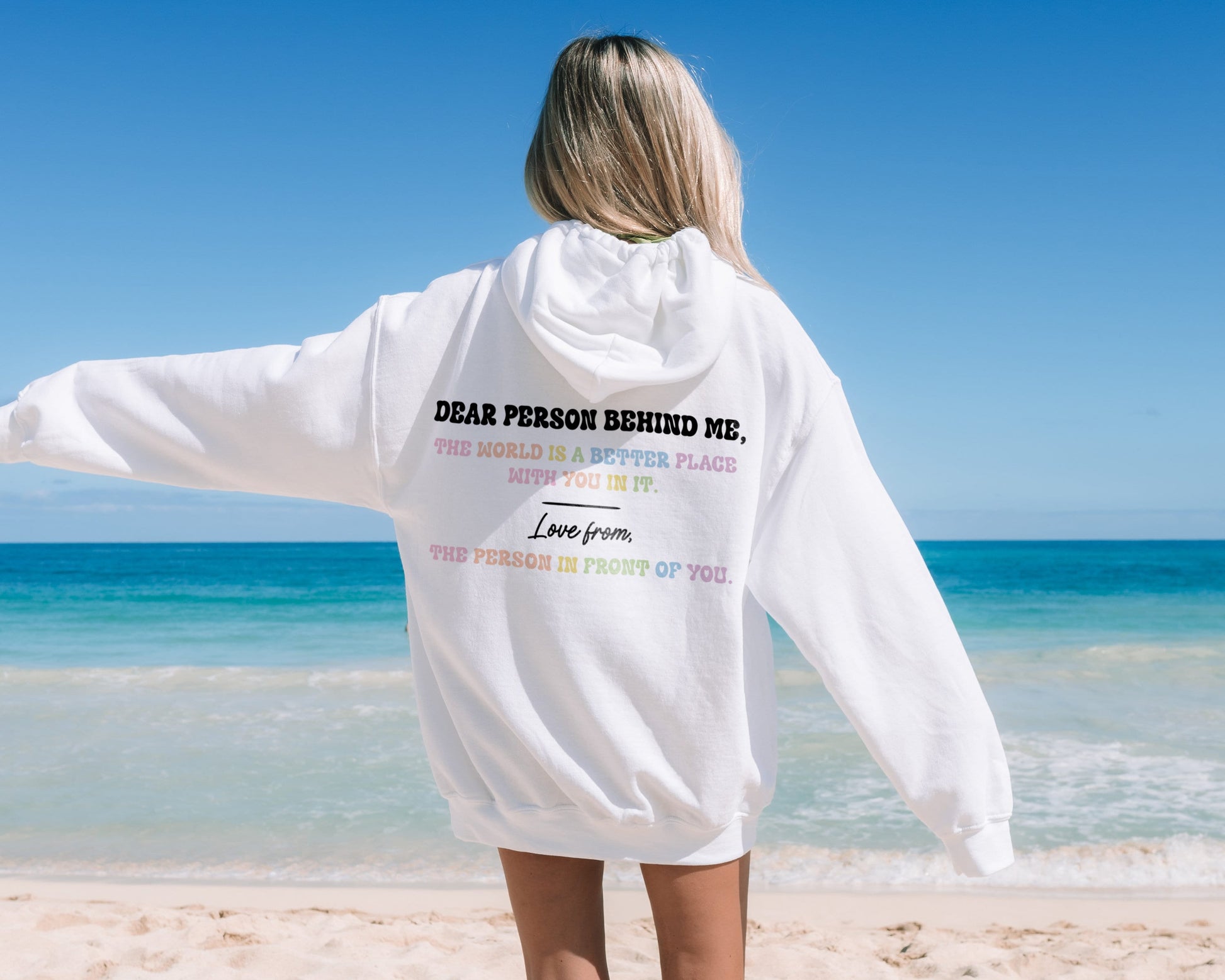Be Kind Dear Person Behind Me The World Is A Better Place Pullover Hoodie, Black, XS