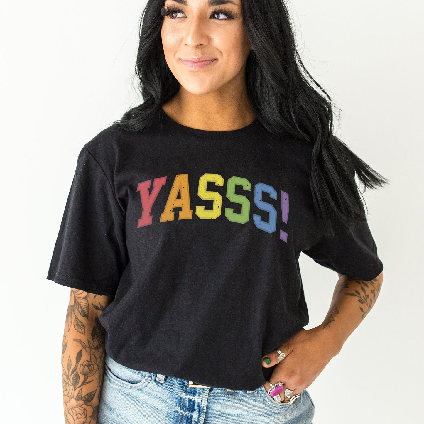 Yass Queen T-Shirt - Pride Colours T-Shirt - Womens Pride Shirt - Yasss Queen Gay Pride T-Shirt - LGBTQ Pride T-Shirt - Pride Colours TShirt