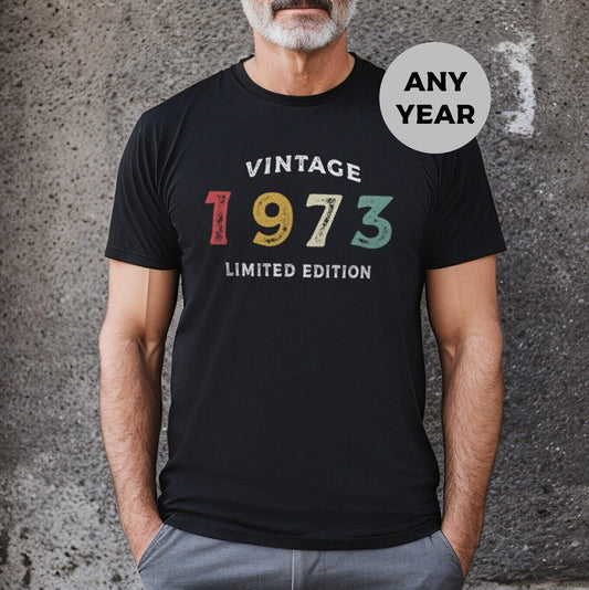 Vintage Birthday Shirt - Mens Birthday T-Shirt - Birthday T-Shirt For Husband - Dads Birthday TShirt - Personalised Retro Birthday TShirt