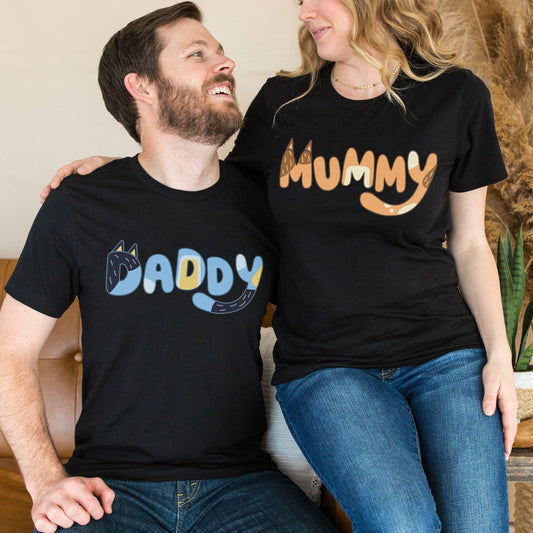 Matching Bluey T-Shirts - Bluey Mum T-Shirt - Bluey Dad T-Shirt - Bluey Daddy Mummy Shirts - Matching Parents T-Shirts